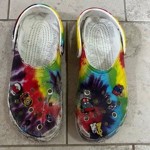 Rainbow crocs with charms